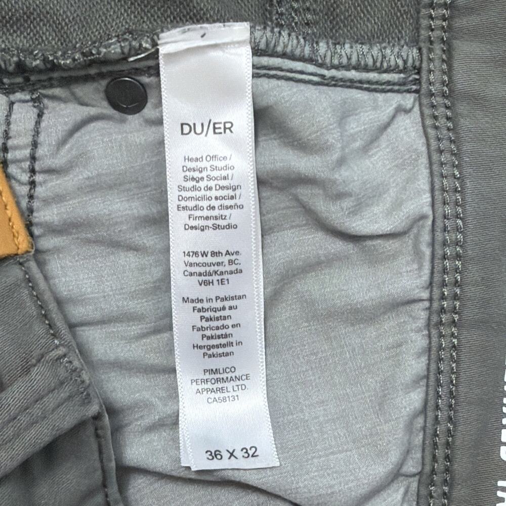 DU/ER Men's No Sweat Pants Athletic Taper 36x32 Gray/Gull - Picture 7 of 9